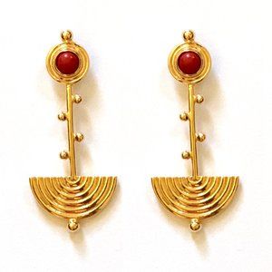 Summertime Red Golden Mast Dangle Earrings